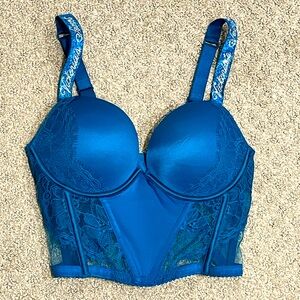 Victoria's Secret Bra Womens 34C Corset Shirt Very Sexy Push-Up Lace Rhinestone